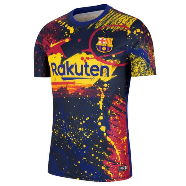 Thailande Maillot Football Barcelone Pre Match 2020 Rouge Bleu